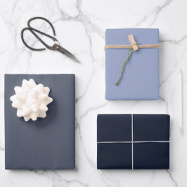 Trendy grijs blauwe effen kleur tinten 3 set inpakpapier vel