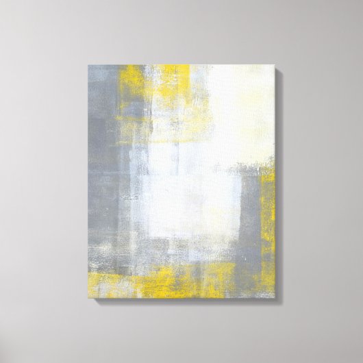 'Trendy' Grijs en Geel Abstract Art Canvas Print (Voorkant)