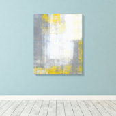 'Trendy' Grijs en Geel Abstract Art Canvas Print (Insitu (Houten vloer))