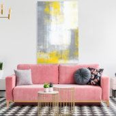 'Trendy' Grijs en Geel Abstract Art Canvas Print (Insitu (Woonkamer))