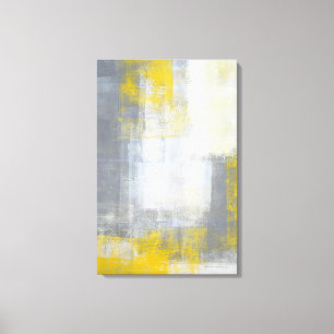 'Trendy' Grijs en Geel Abstract Art Canvas Print