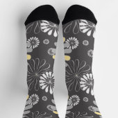 Trendy grijs en geel bloemmotief sokken (Top)