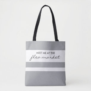 Trendy Grijs en Wit Gestreept Tas