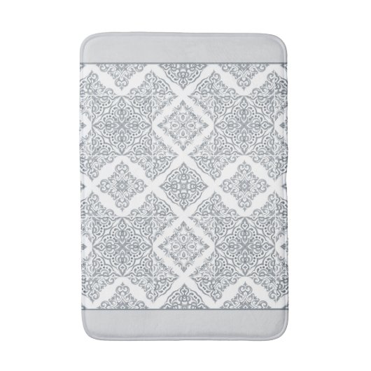Trendy grijs en wit Spaans Tegels Pattern Badmat (Voorkant Verticaal)