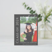 Trendy grijs felicitatie Afstuderen aankondiging Briefkaart (Staand voorkant)