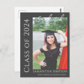 Trendy grijs felicitatie Afstuderen aankondiging Briefkaart (Voorkant / Achterkant)