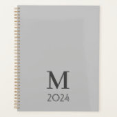 Trendy grijs Monogram 2024 Planner (Voorkant)