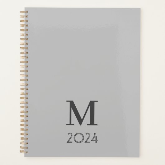 Trendy grijs Monogram 2024 Planner (Voorkant)