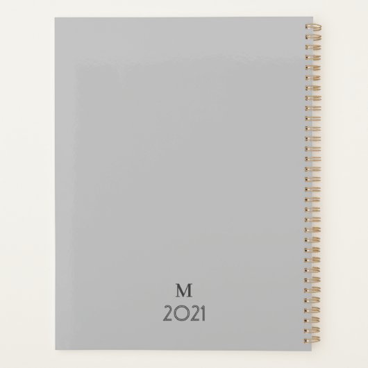 Trendy grijs Monogram 2024 Planner (Achterkant)