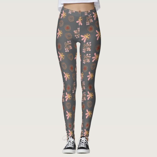 Trendy grijs patroon leggings (Voorkant)