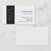 Trendy Grijs Witte Monogram Profiel Visitekaartje (Voorkant / Achterkant)