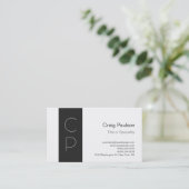 Trendy Grijs Witte Monogram Profiel Visitekaartje (Staand voorkant)