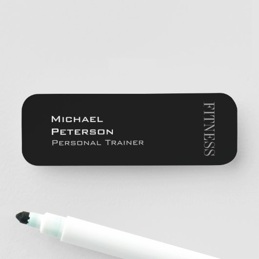 Trendy grijs zwart fitness sport naamplaatje (In situ)