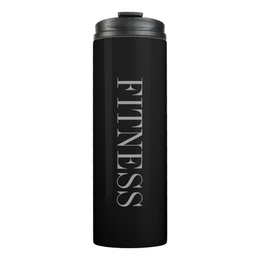 Trendy grijs zwart fitness sport thermosbeker (Voorkant)