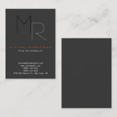 Trendy grijs zwart monogram gewoon Visitekaartje (Voorkant / Achterkant)
