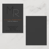 Trendy grijs zwart monogram gewoon Visitekaartje (Voorkant / Achterkant)