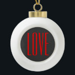 Trendy Grijze Achtergrond Rode Liefde Trouwen Keramische Bal Ornament<br><div class="desc">U kunt de lettertypen en kleuren gemakkelijk wijzigen. U kunt ook uw logo en de achtergrondafbeelding toevoegen zoals u wilt.</div>