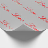 Trendy Grijze Achtergrond Rood Liefde Bruiloft Cadeaupapier (Hoek)