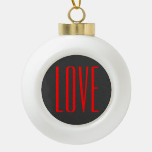 Trendy Grijze Achtergrond Rood Liefde Bruiloft Keramische Bal Ornament
