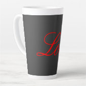 Trendy Grijze Achtergrond Rood Liefde Bruiloft Latte Mok (Linkerhoek)