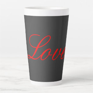 Trendy Grijze Achtergrond Rood Liefde Bruiloft Latte Mok