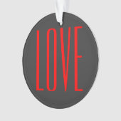 Trendy Grijze Achtergrond Rood Liefde Bruiloft Ornament (voorkant)