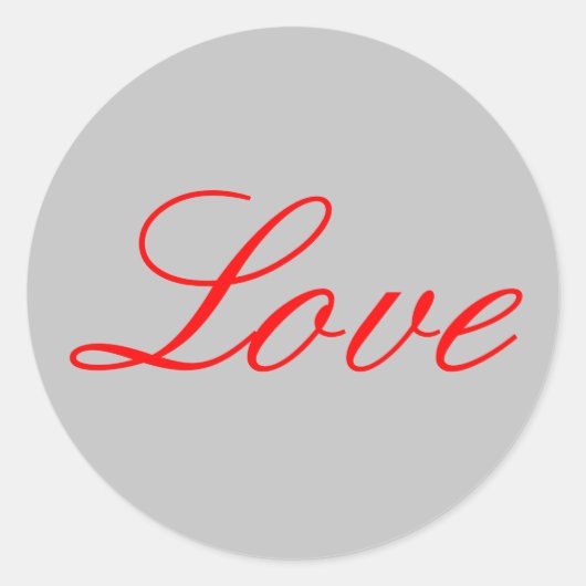 Trendy Grijze Achtergrond Rood Liefde Bruiloft Ronde Sticker (Voorkant)