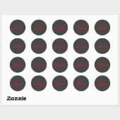 Trendy Grijze Achtergrond Rood Liefde Bruiloft Ronde Sticker (Vel)