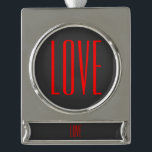 Trendy Grijze Achtergrond Rood Liefde Bruiloft Verzilverd Banner Ornament<br><div class="desc">U kunt de doopvonten en de kleuren gemakkelijk veranderen. U kunt uw logo en achtergrondafbeelding ook toevoegen zoals u wilt.</div>