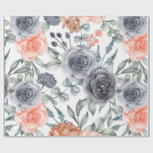 Trendy grijze bloemen cadeaupapier (Vlak)