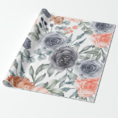 Trendy grijze bloemen cadeaupapier (Uitgerold)