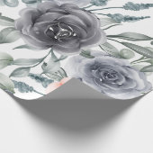 Trendy grijze bloemen cadeaupapier (Hoek)
