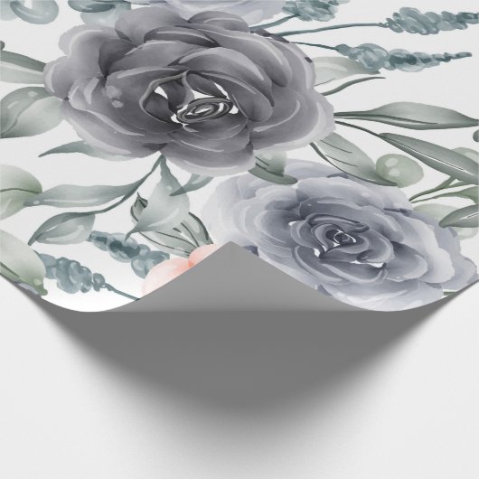 Trendy grijze bloemen cadeaupapier (Hoek)