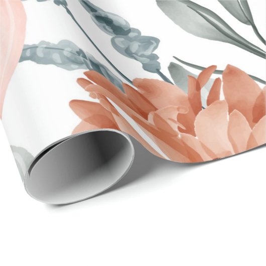 Trendy grijze bloemen cadeaupapier (Rol Hoek)