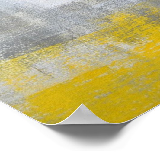 "Trendy" grijze en gele Abstracte kunst Poster (Hoek)