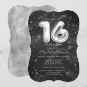 Trendy Grijze Sterren Sweet 16 Kaart (Voorkant / Achterkant)