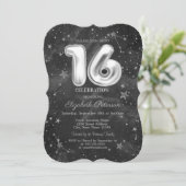 Trendy Grijze Sterren Sweet 16 Kaart (Staand voorkant)