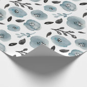 Trendy grijze Waterverven Bloemen Cadeaupapier (Hoek)