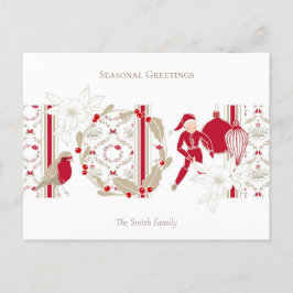 Trendy grillige handgetekende seizoenen Groeten Feestdagenkaart