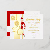 Trendy grillige kerst ornament business folie uitnodiging briefkaart (Voorkant / Achterkant)
