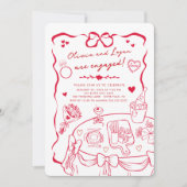 Trendy grillige verlovingsfeest uitnodiging (Voorkant)