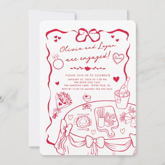 Trendy grillige verlovingsfeest uitnodiging (Voorkant)