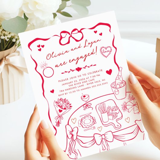 Trendy grillige verlovingsfeest uitnodiging