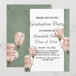 trendy groen Afstuderen Invitation Kaart