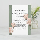 trendy groen Baby shower Invitation Kaart (Staand voorkant)