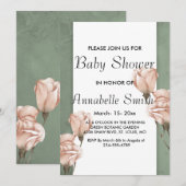 trendy groen Baby shower Invitation Kaart (Voorkant / Achterkant)