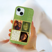 Trendy groen blad ontwerp met 2 van uw eigen foto'
