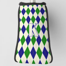 Trendy Groen Blauw Argyle Patroon Modern Monogram