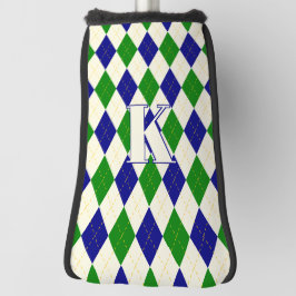 Trendy Groen Blauw Argyle Patroon Modern Monogram Golfheadcover