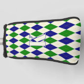 Trendy Groen Blauw Argyle Patroon Modern Monogram Golfheadcover (Voorkant)